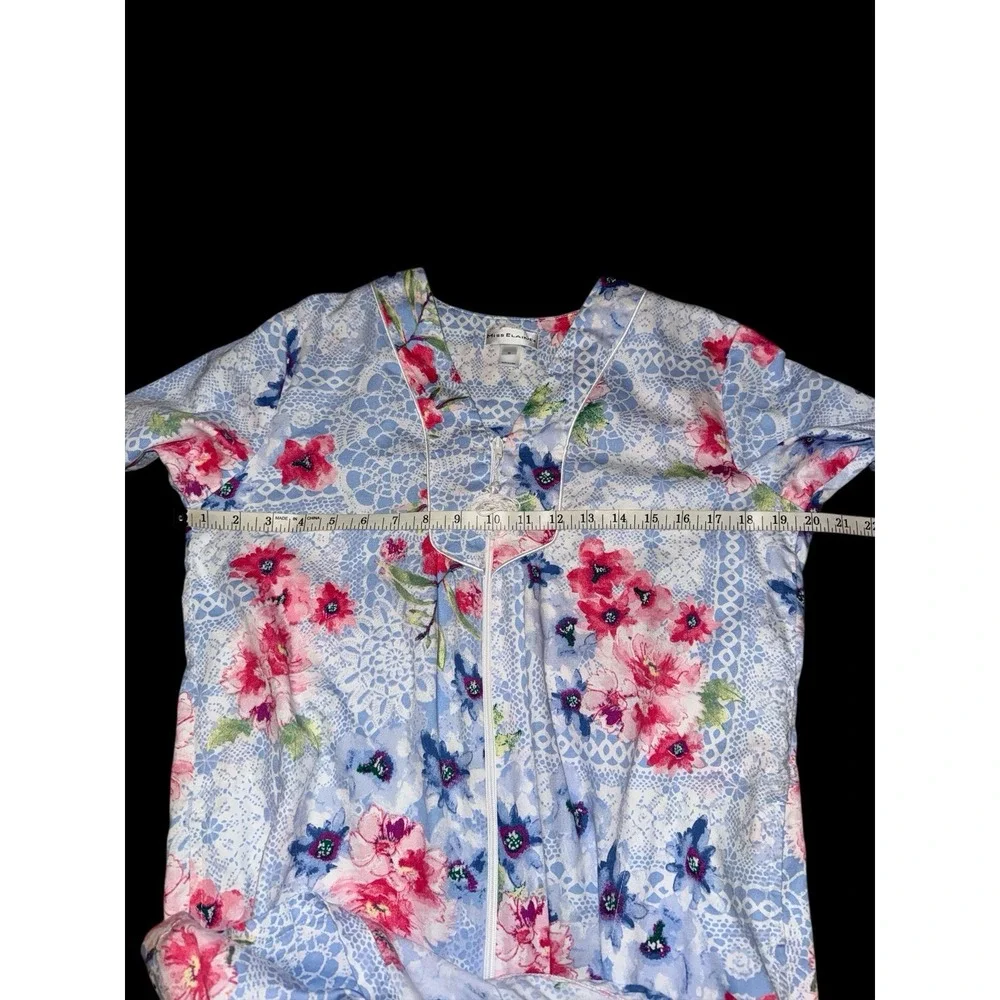 Vintage Floral Cotton Nightgown House Coat Dress‎ Miss Elaine Small Nursing Home